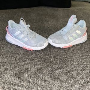Grey & pink Adidas 8 toddler